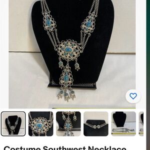 Neclace southwestern preown them 12 inch silver turquoise